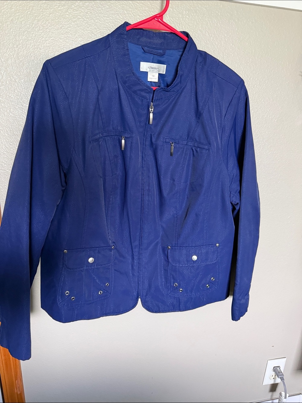 CJ Banks Royal Blue Utility Zip Jacket